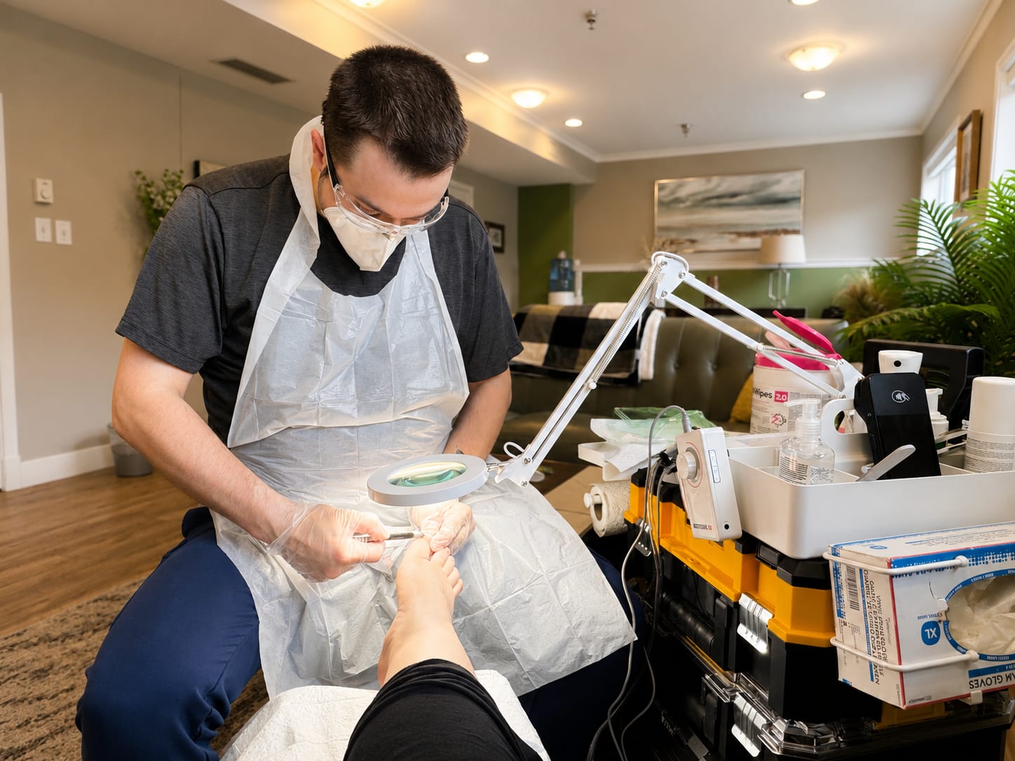 In-home nursing foot care treatments